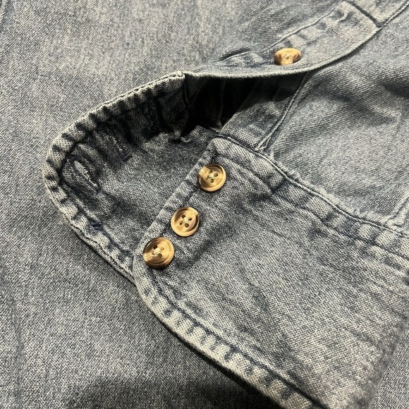 90s Denim Button Up Christmas Shirt Snowman Embroidered Holiday Top Womens XL - Picture 4 of 10